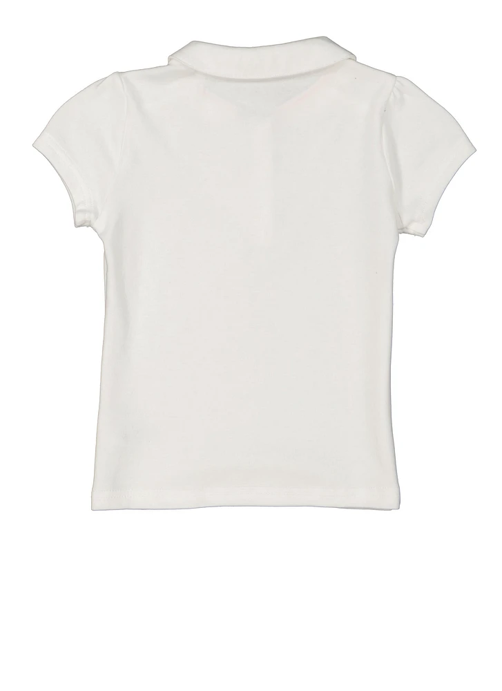 French Toast Girls 4-6x Peter Pan Collar Polo, White, Size 4-5