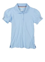 French Toast Girls 7-16 Puff Sleeve Polo Shirt, Blue, Size 10-12