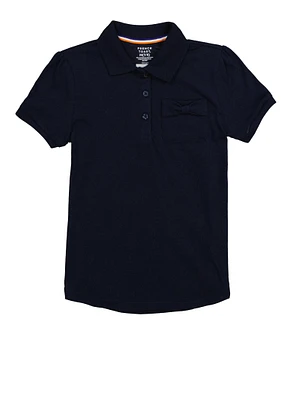 French Toast Girls 7-16 Puff Sleeve Polo Shirt, Blue,