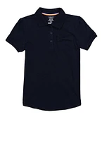 French Toast Girls 7-16 Puff Sleeve Polo Shirt, Blue,