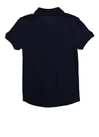 French Toast Girls 7-16 Puff Sleeve Polo Shirt, Blue,