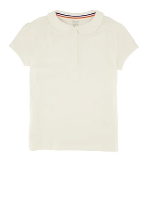 French Toast Girls 7-16 Short Sleeve Peter Pan Collar Polo, White, Size 10-12
