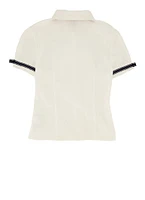 French Toast Girls 7-14 Ribbon Trim Short Sleeve Shirt, White,