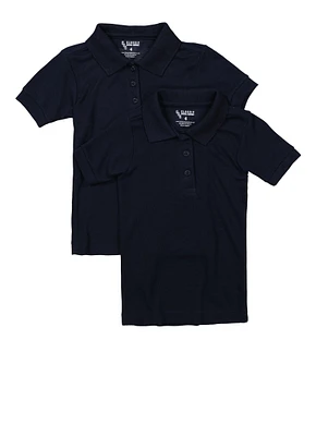 Girls 4-6x 2 Pack Polo Shirts, Blue, Size 5-6