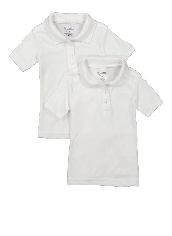 Boys 4-7 2 Pack Basic Short Sleeve Polo Shirts, White, Size 4