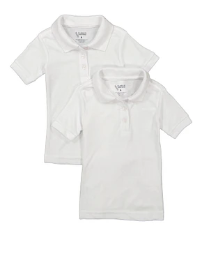 Boys 4-7 2 Pack Basic Short Sleeve Polo Shirts, White, Size 4