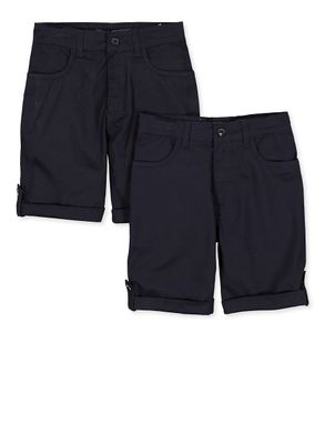 Girls School Uniform 2 Pack Tabbed Shorts Navy Size 7-14, Blue, Size 14