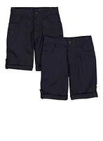 Girls School Uniform 2 Pack Tabbed Shorts Navy Size 7-14, Blue, Size 12