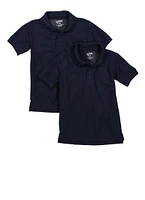 Boys 4-7 2 Pack Solid Short Sleeve Polo Shirts, Blue, Size 4
