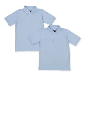 Boys 4-7 2 Pack Short Sleeve Solid Polo Shirts, Blue, Size M