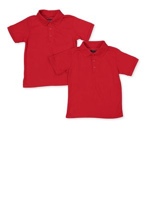 Boys 4-7 2 Pack Short Sleeve Polo Shirts, Red, Size M