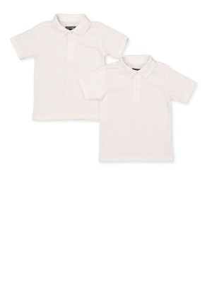 Boys 4-7 Short Sleeve Polo 2 Pack, White, Size L