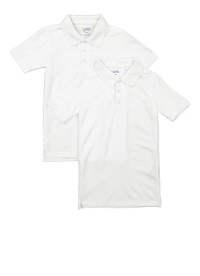 Boys 8-16 2 Pack Short Sleeve Polo Shirts, White, Size 10-12