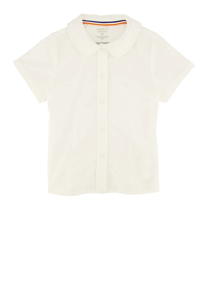 French Toast Girls 2T-4T Peter Pan Collar Shirt, White, Size 3T
