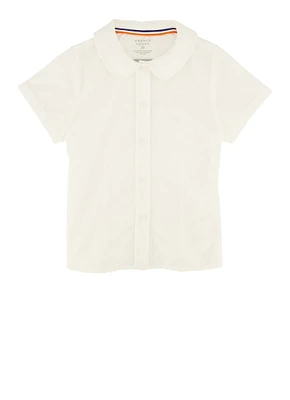 French Toast Girls 2T-4T Peter Pan Collar Shirt, White, Size 3T