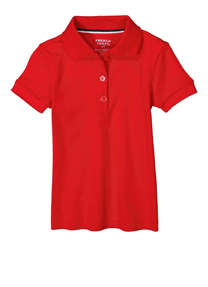 French Toast Girls 2T-4T Short Sleeve Polo, Red, Size 4T