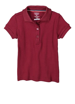 French Toast Girls 2T-4T Short Sleeve Polo, Burgundy,