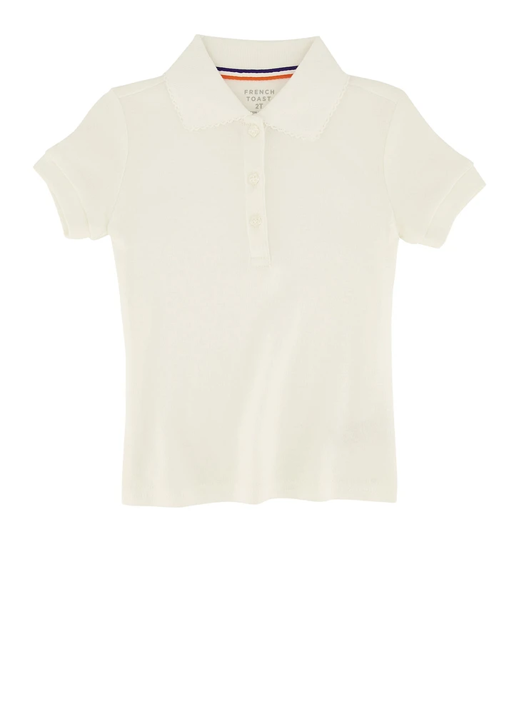 French Toast Girls 2T-4T Basic Polo Shirt, White, Size 3T
