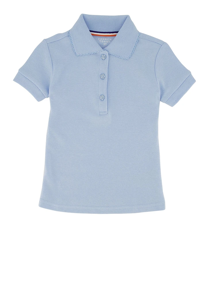 French Toast Girls 2T-4T Solid Polo Shirt, Blue, Size 3T