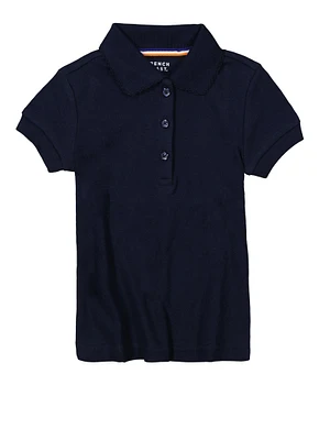 French Toast Girls 2T-4T Picot Collar Shirt, Blue, Size 3T