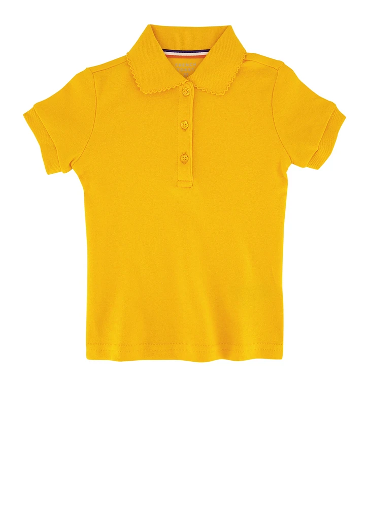 French Toast Girls 2T-4T Basic Short Sleeve Polo, Yellow,
