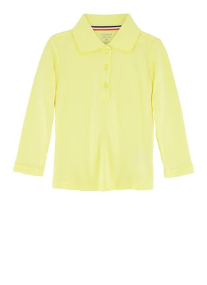 French Toast Girls 2T-4T Long Sleeve Polo Shirt, Yellow, Size 2T