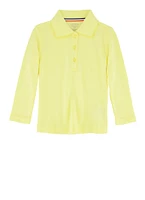 French Toast Girls 2T-4T Long Sleeve Polo Shirt, Yellow, Size 2T
