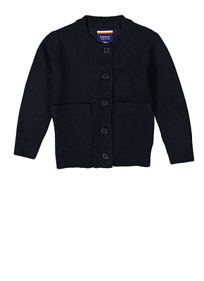 French Toast Girls 2T-4T Button Front Crew Neck Cardigan, Blue, Size 2T