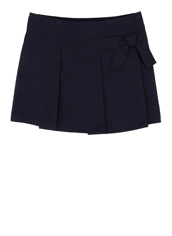 French Toast Girls 2T-4T Pleated Knot Scooter Skirt, Blue, Size 4T