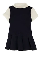 French Toast Girls 2T-4T Short Sleeve Pleated Dress, Blue, Size 3T