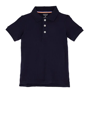 French Toast Boys 2T-4T Short Sleeve Pique Polo, Blue,
