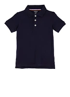 French Toast Boys 2T-4T Short Sleeve Pique Polo, Blue,