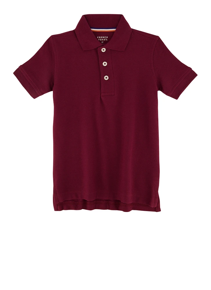French Toast Boys 2T-4T Short Sleeve Polo Shirt, Burgundy, Size 2T
