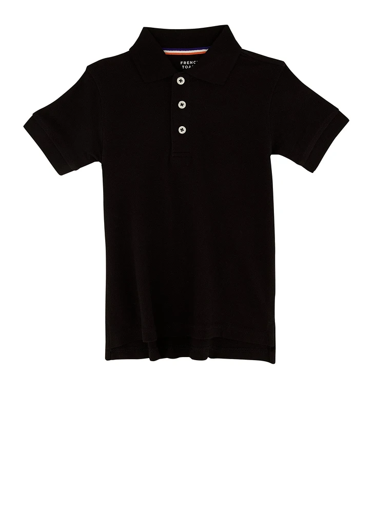 French Toast Boys 2T-4T Solid Short Sleeve Polo Shirt, Black, Size 3T