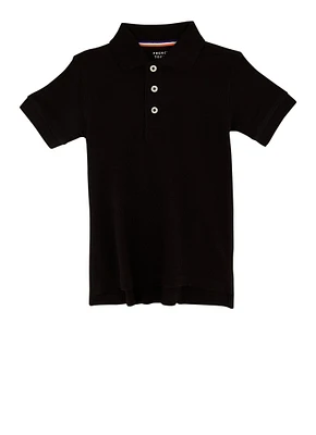 French Toast Boys 2T-4T Solid Short Sleeve Polo Shirt, Black, Size 3T
