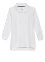 French Toast Boys 2T-4T Long Sleeve Pique Polo, White, Size 4T