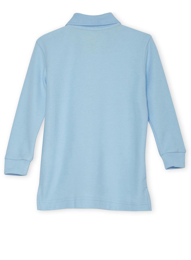 French Toast Boys 2T-4T Long Sleeve Pique Polo, Blue,