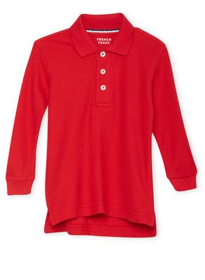 French Toast Boys 2T-4T Long Sleeve Pique Polo, Red, Size 3T