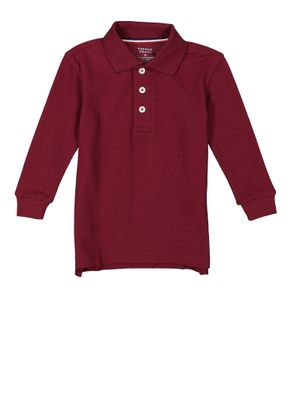 French Toast Boys 2T-4T Long Sleeve Pique Polo, Burgundy, Size 3T