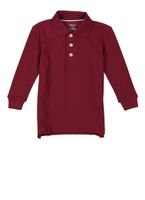 French Toast Boys 2T-4T Long Sleeve Pique Polo, Burgundy, Size 2T