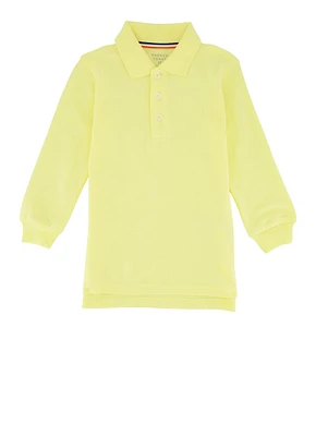 French Toast Boys 2T-4T Basic Long Sleeve Pique Polo, Yellow,