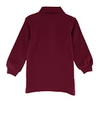 French Toast Boys 2T-4T Long Sleeve Collar Interlock Polo, Burgundy,