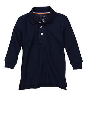 French Toast Boys 2T-4T Long Sleeve Polo, Blue, Size 3T