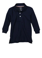 French Toast Boys 2T-4T Long Sleeve Polo, Blue, Size 3T