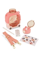 Bear Graphic Flip Straw Water Bottle, Pink