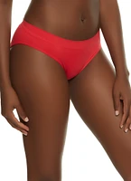 Womens Basic Solid Seamless Bikini Panty, Red, Size XL