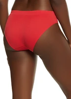 Womens Basic Solid Seamless Bikini Panty, Red, Size XL