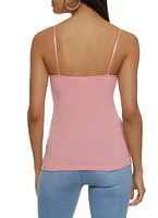 Womens Solid Shelf Bra Cami, Pink, Size M