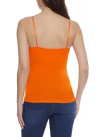 Womens Solid Shelf Bra Cami, Orange, Size M