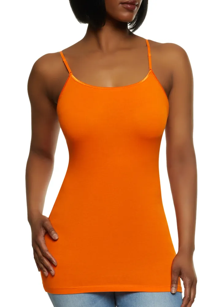 Womens Basic Scoop Neck Cami, Orange, Size S